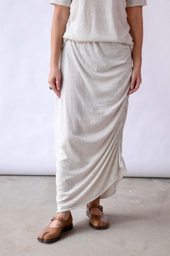  로렌 마누지안 롱 스커트 드레이프 스커트 마블