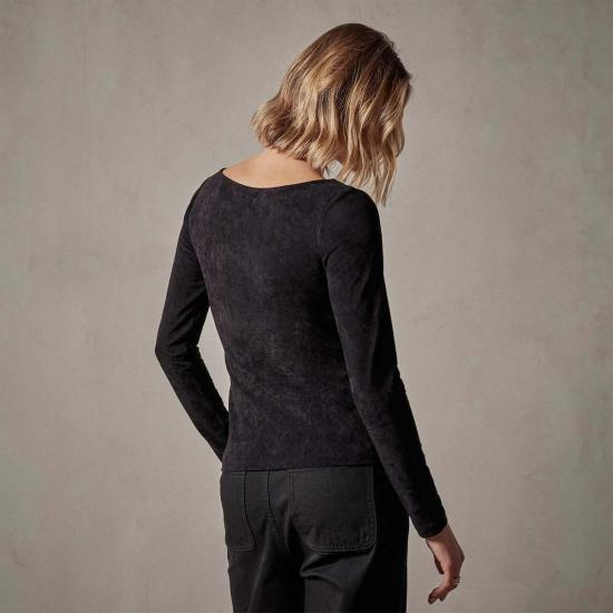  제임스펄스 긴팔 티셔츠 제임스 퍼스 스트레치 벨벳 스쿠프넥 탑 - JAMES PERSE