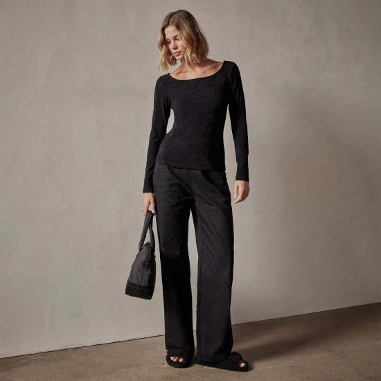  제임스펄스 긴팔 티셔츠 제임스 퍼스 스트레치 벨벳 스쿠프넥 탑