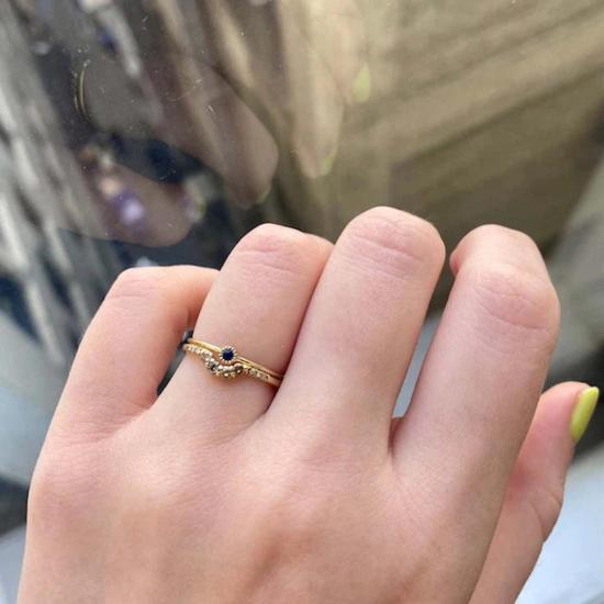  제니 권 디자인스 반지 제니 권 디자인 라운드 블루 사파이어 문 드롭 링 - JENNIE KWON DESIGNS