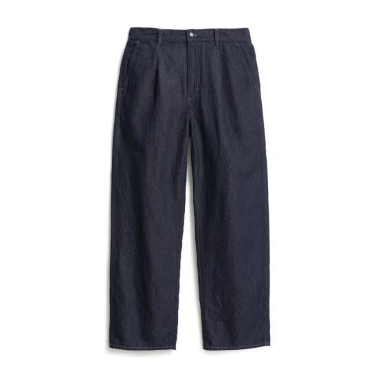  포터리 데님 팬츠 리넨 와이드  진 다크 네이비
