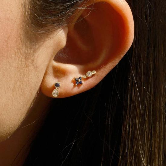  제니 권 디자인스 이어링 제니 권 디자인 블루 사파이어 다이아몬드 듀드롭 스터드 귀걸이 - JENNIE KWON DESIGNS