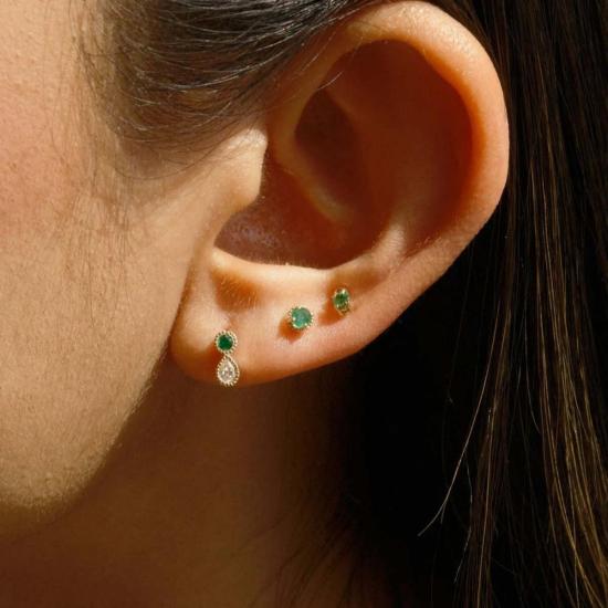  제니 권 디자인스 이어링 제니 권 디자인 에메랄드 다이아몬드 듀드롭 스터드 - JENNIE KWON DESIGNS