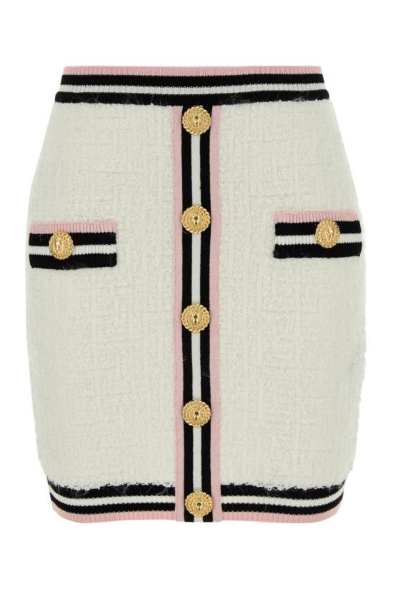  발망 숏 스커트 CF0LB292KG15 GQW BLANCNOIRBLANCROSE