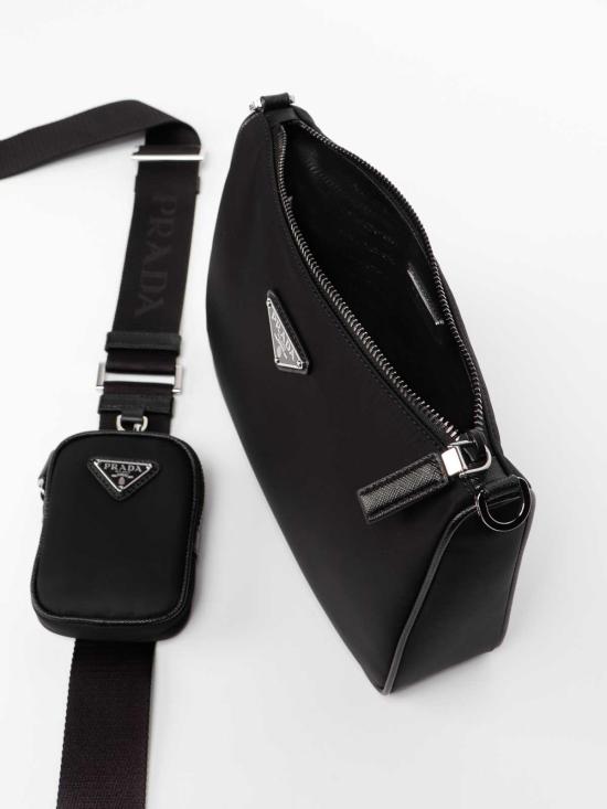 26FW 프라다 리나일론 앤 사피아노 레더 숄더백 2VH1132DMHVXOPF0002 Black - PRADA