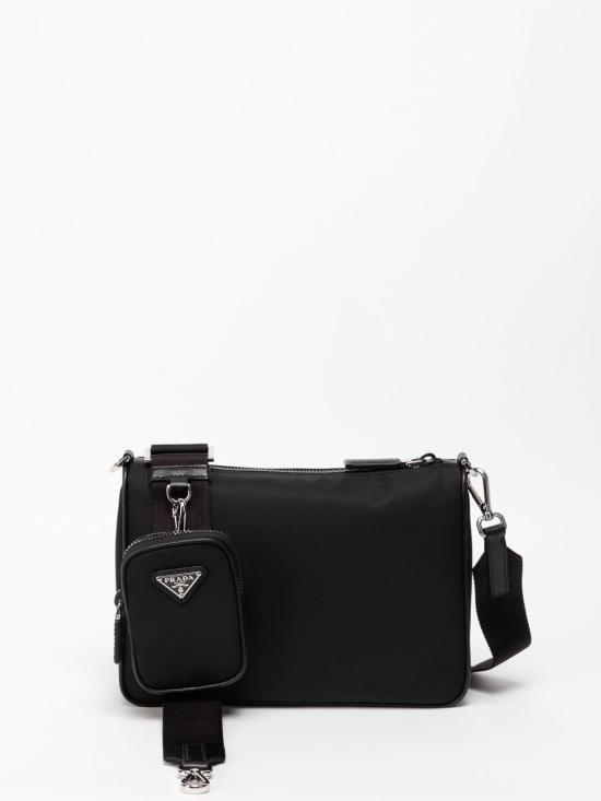 26FW 프라다 리나일론 앤 사피아노 레더 숄더백 2VH1132DMHVXOPF0002 Black - PRADA