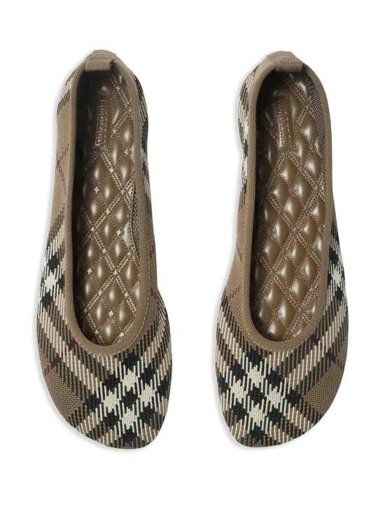  버버리 체크 니트 베이비 발레리나 8101054 Brown - BURBERRY