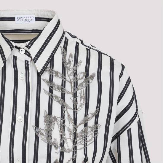 25SS 브루넬로 쿠치넬리 미디 원피스 MH765ARJ61 C046 WHITE BLACK - BRUNELLO CUCINELLI