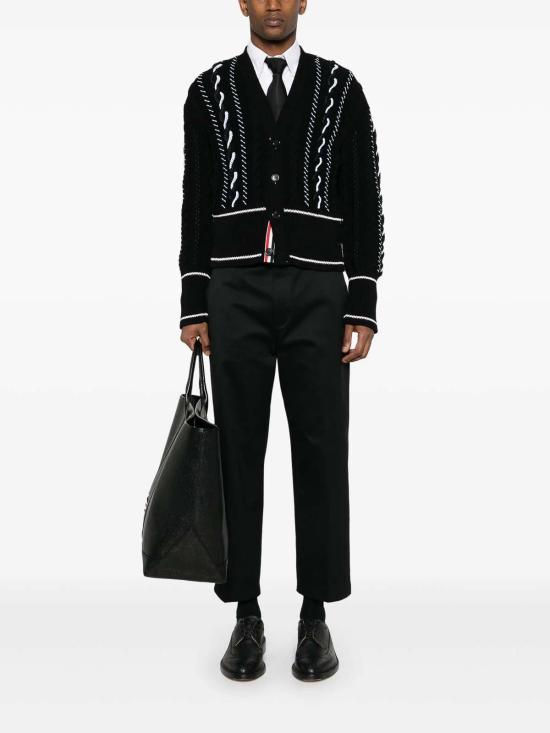 26SS 톰브라운 코튼 트윌 유틸리티 치노 팬츠 MTU335WF0576001 Black - THOM BROWNE