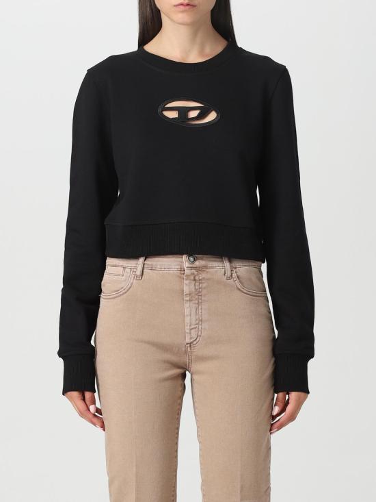 25FW 디젤 F 슬리미 Od 컷아웃 로고 크롭 스웨트셔츠 A099310GRAC 9XX Black