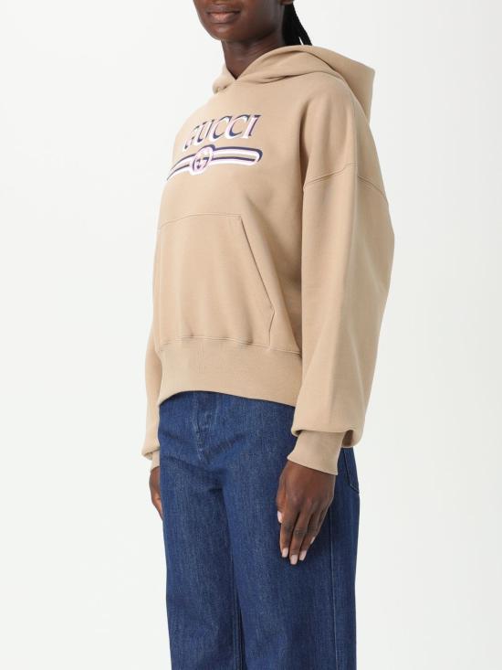 25FW 구찌 엠브로이디드 코튼 저지 후드 티셔츠 787274XJG61 2397 Beige - GUCCI