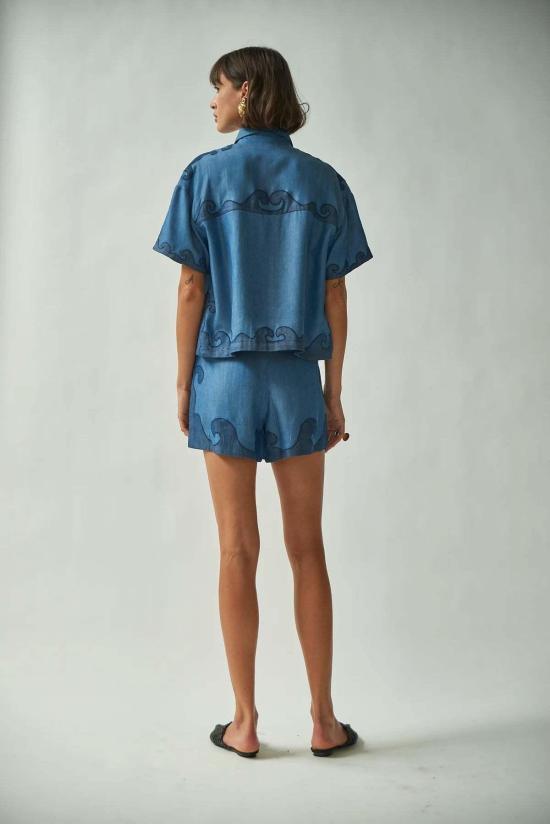  캐롤리나 케이 데님 숏팬츠 Carolina K 로마 쇼트 텐셀 데님 - CAROLINA K