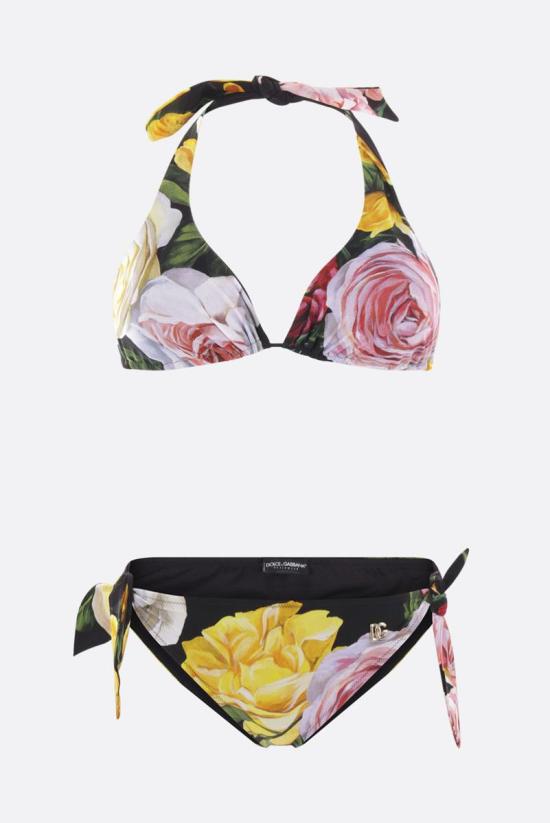 25SS 돌체앤가바나 비키니 수영복 O8A54JFSG9RHN5IY PEONIES ROSE BLACK BACKGROUND