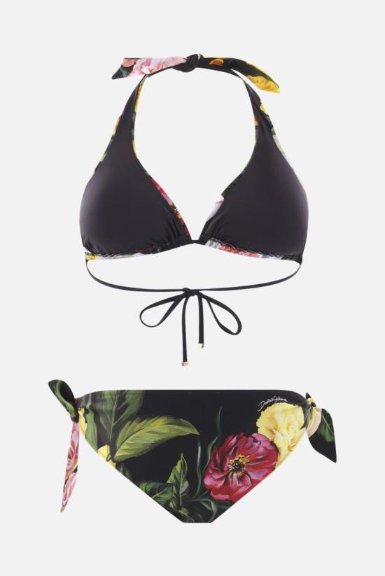 25SS 돌체앤가바나 비키니 수영복 O8A54JFSG9RHN5IY PEONIES ROSE BLACK BACKGROUND - DOLCE & GABBANA