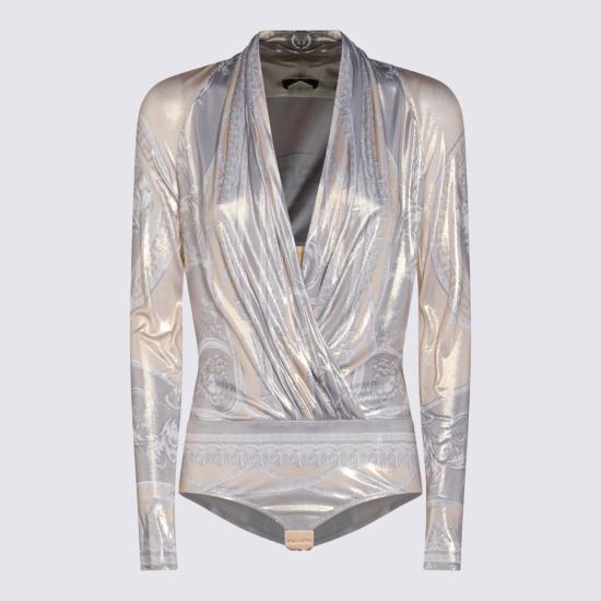 25SS 베르사체 숏 원피스 10053211A135465E450 SILVER GREY CHAMPAGNE