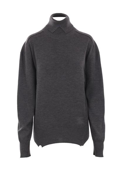 24FW 버버리 스플릿 터틀넥 라인 울 스웨터  8095113A1391 MID GREY