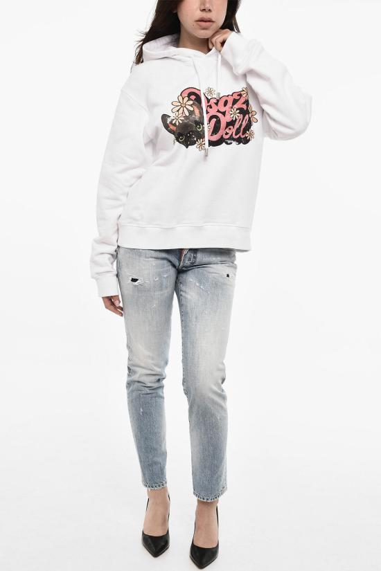  디스퀘어드2 후드 티셔츠 S75GU0514 S25551 100 White - DSQUARED2