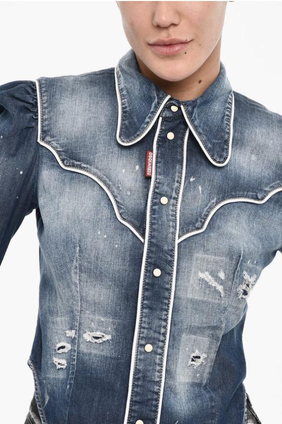  디스퀘어드2 데님 셔츠 S72DL0740 S30341 470 Blue - DSQUARED2