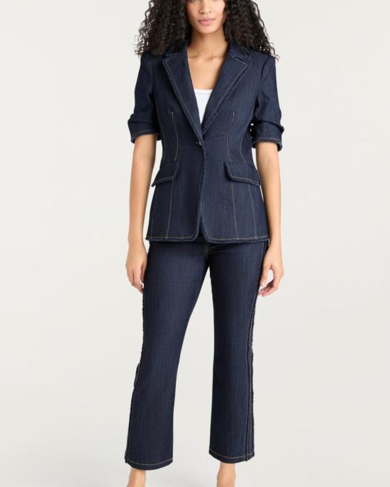  샹크 아 세트 데님 원피스 Cinq A Sept 반소매 샐리 재킷 인디고 - CINQ A SEPT