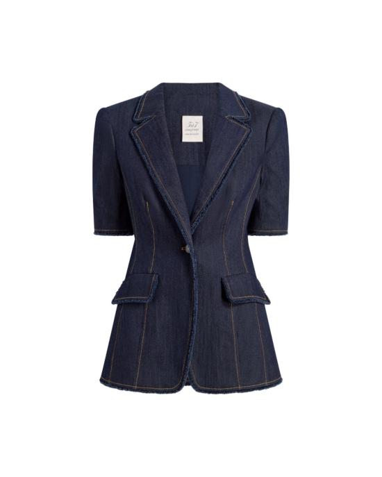  샹크 아 세트 데님 원피스 Cinq A Sept 반소매 샐리 재킷 인디고