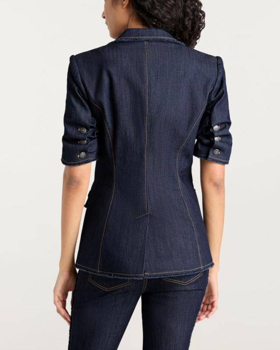  샹크 아 세트 데님 원피스 Cinq A Sept 반소매 샐리 재킷 인디고 - CINQ A SEPT