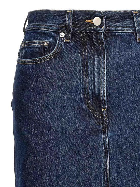  루루 스튜디오 미디 스커트 RONAWASHEDBLUE Blue - LOULOU STUDIO