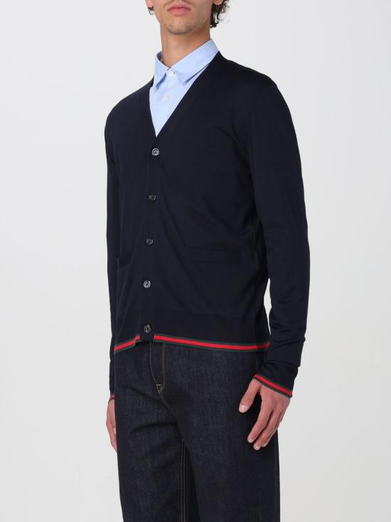 25FW 구찌 웹 브이넥 울 가디건 814529XKEJV 4060 Blue - GUCCI