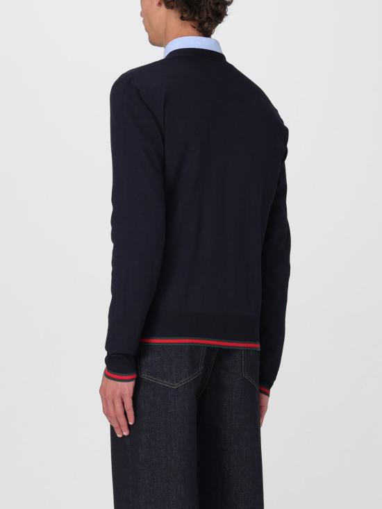 25FW 구찌 웹 브이넥 울 가디건 814529XKEJV 4060 Blue - GUCCI