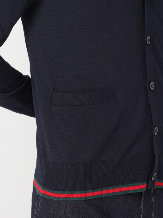 25FW 구찌 웹 브이넥 울 가디건 814529XKEJV 4060 Blue - GUCCI