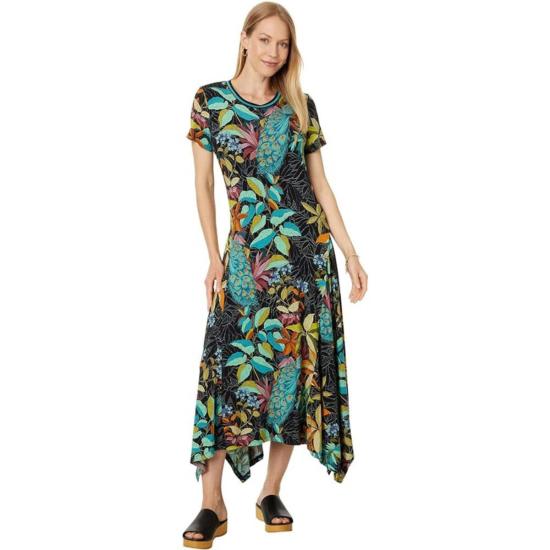  조니 와스 롱 원피스 조니 워즈 제니 페이보릿 비대칭 니트 미디 드레스 파온 파온 프린트