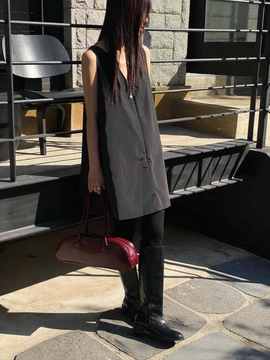  더 엔케이씨 스토어 숏 원피스 Nkc 스토어 퍼퍼 미니 드레스 블랙 - The NKC Store