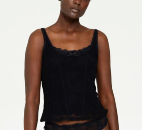  Second Skin 민소매 티셔츠 세컨드 스킨 플로라 레이스 코르셋 탑