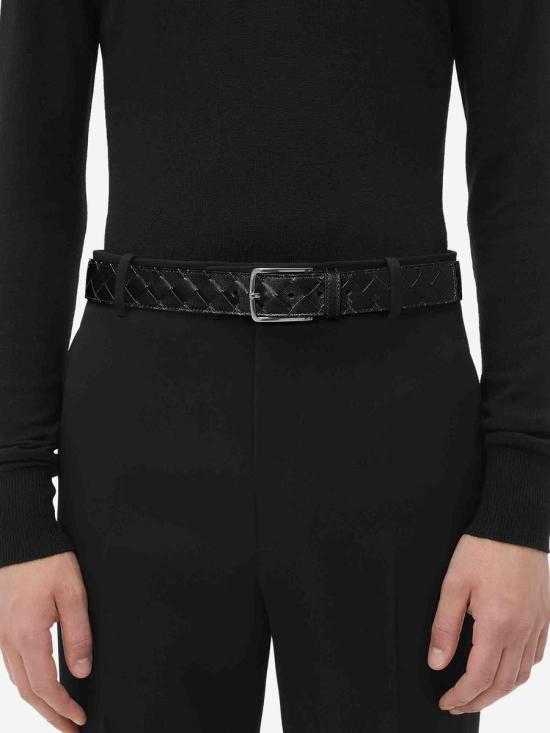 25SS 보테가베네타 가죽 벨트 609182V3IM1V3IM1 8803Black Silver - BOTTEGA VENETA