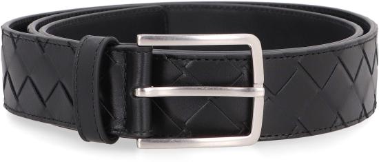 25SS 보테가베네타 가죽 벨트 609182V3IM1V3IM1 8803Black Silver - BOTTEGA VENETA