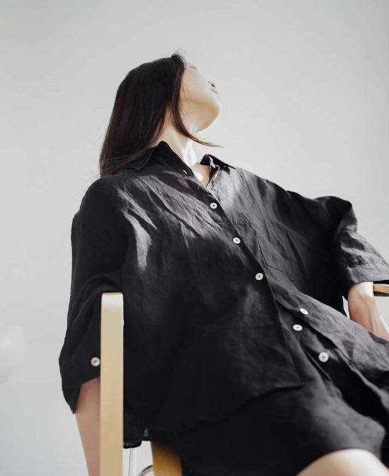  데이지 스튜디오 라운지 웨어 리넨 세트 블랙 - DEIJI STUDIO