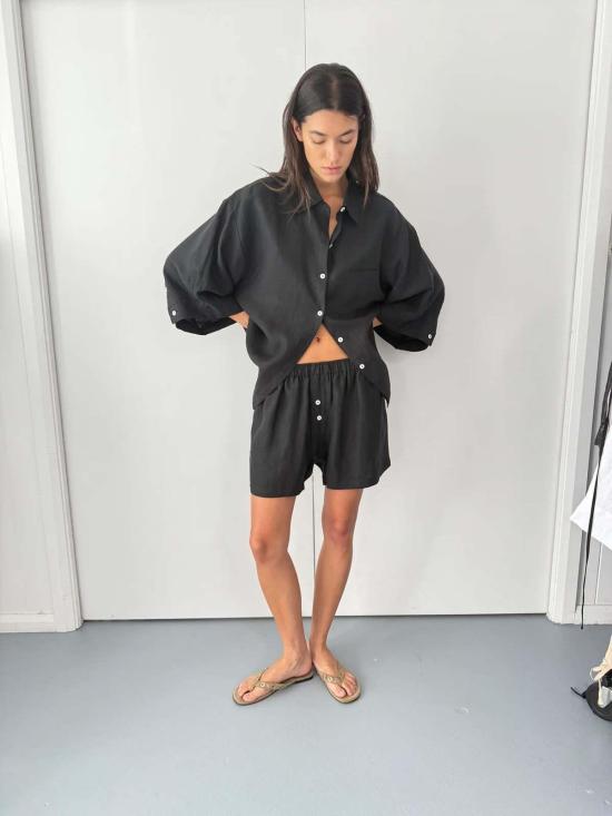  데이지 스튜디오 라운지 웨어 리넨 세트 블랙 - DEIJI STUDIO