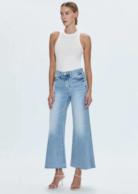  피스톨라 데님 팬츠 이지 미드 라이즈 와이드 레그 크롭 진