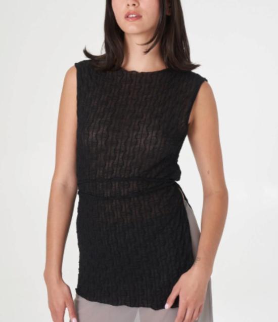  파이드 미 나우 튜닉 지금 찾아보세요 셔링 로스  블랙