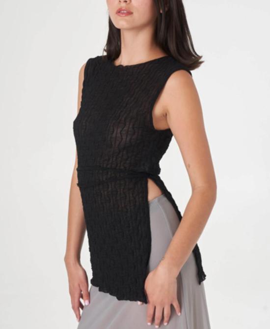  파이드 미 나우 튜닉 지금 찾아보세요 셔링 로스  블랙 - FIND ME NOW