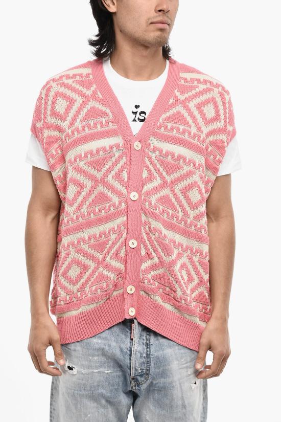  디스퀘어드2 니트 베스트 S71HA1198 S18227 964 Bianco Rosa