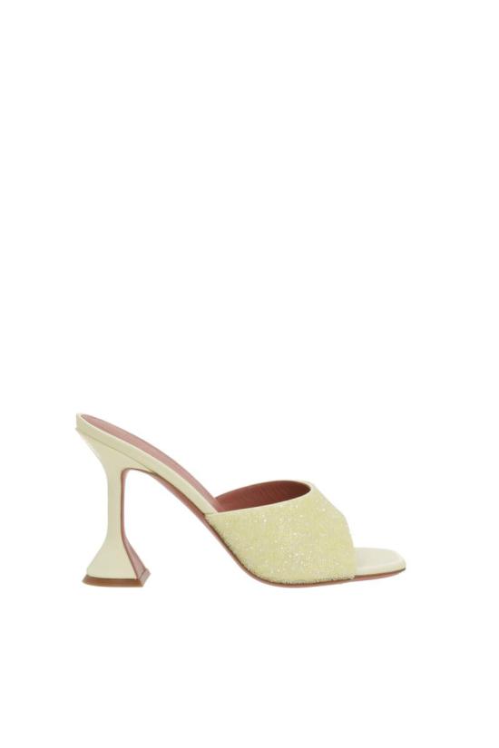 25SS 아미나 무아디 힐/펌프스 LUPITACRYSTALDUSTSLIPPERSATINPASTELYELLOW PASTEL YELLOW - AMINA MUADDI