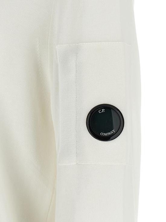 25FW 씨피 컴퍼니 코튼 크레이프 크루넥 렌즈 니트 스웨터  18CMKN086A006323O103 White - C.P. COMPANY