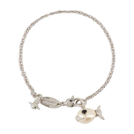 25SS 비비안웨스트우드 팔찌 61020243 02P601 P601 PLATINUM CREAMROSE PEARL BLACK ENAME silver