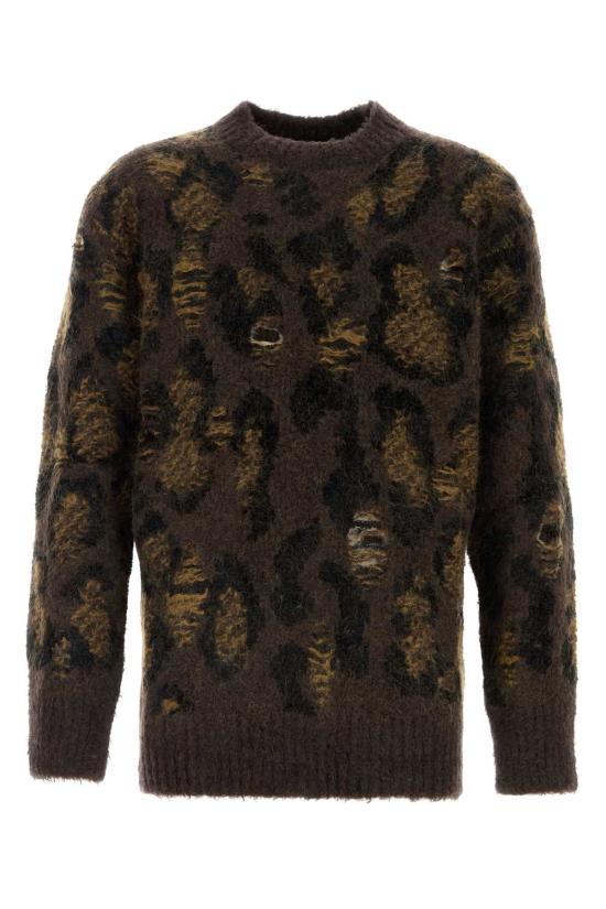  와타나베 준야 스웨터 WNN033W24 BROWN ANIMAL PRINT