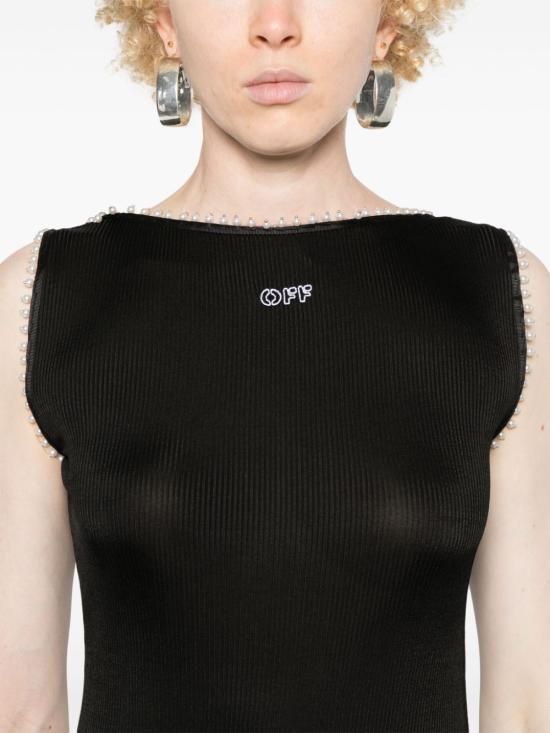 24FW 오프화이트 미디 원피스 OWDB505F24JER001 1001 Black - OFF WHITE