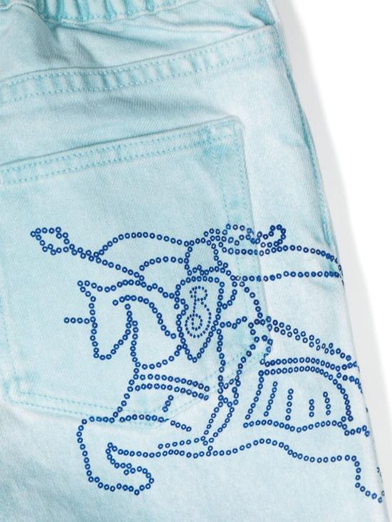 24FW [키즈] 버버리 스트레이트 팬츠 8089088 A3326 Blue - BURBERRY