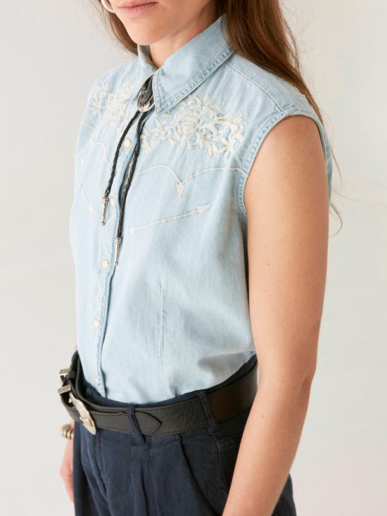 25SS MAISON HOTEL 블라우스 DALLAS MUSTANG BLUE - MAISON HOTEL