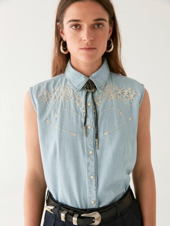 25SS MAISON HOTEL 블라우스 DALLAS MUSTANG BLUE