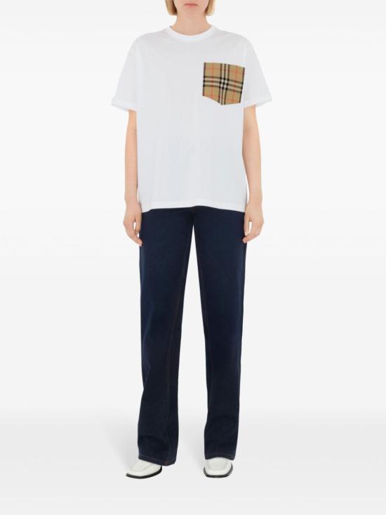 25SS 버버리 체크 포켓 티셔츠 8103971 A1464 White - BURBERRY
