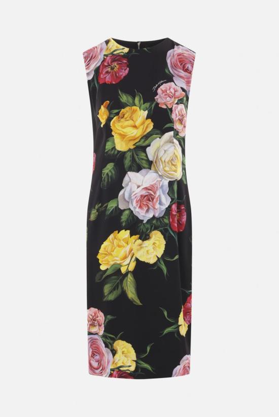 25SS 돌체앤가바나 미디 원피스 F6TMSTFSA7BHN5IY PEONIES ROSE BLACK BACKGROUND